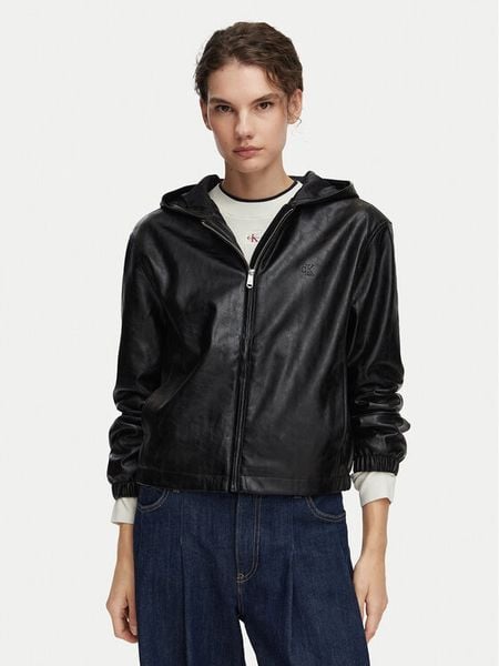 Calvin Klein Jeans Kurtka z imitacji skóry LV047G516G Czarny Regular Fit. Czarne kurtki damskie Calvin Klein Jeans, xs, bez wzorów, z jeansu, bez kaptura. Za 949.99 zł.