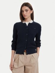 Tommy Hilfiger Kardigan WW0WW43329 Granatowy Regular Fit. Niebieskie kardigany damskie Tommy Hilfiger, xl, bez wzorów, z bawełny. Za 649.99 zł.