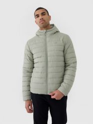 4F Kurtka puchowa z wypełnieniem syntetycznym męska - oliwkowa/khaki XL. Brązowe kurtki męskie 4f, m, bez wzorów, z dzianiny, klasyczne, z kapturem. W wyprzedaży za 139.99 zł.
