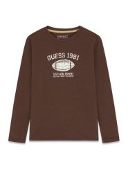 Guess Bluzka L6YI06 K3714 Brązowy Regular Fit. Brązowe t-shirty chłopięce Guess, z aplikacjami, z bawełny, bez ramiączek. Za 94.99 zł.