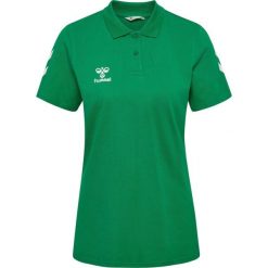 Damska koszulka polo Hummel Go 2.0 Chevron. Zielone bluzki damskie HUMMEL, bez wzorów, sportowe, bez kołnierzyka, bez ramiączek. Za 187.00 zł.