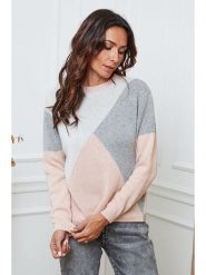 So Cachemire Sweter "Lanos" w kolorze jasnoróżowo-szaro-białym rozmiar: L. Białe swetry klasyczne damskie So Cachemire, l, z kaszmiru, bez kołnierzyka. Za 187.99 zł.