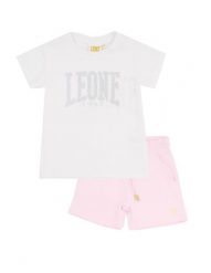 Błyszczący strój dziewczynki. Białe koszulki dziewczęce LEONE 1947 APPAREL, s, bez wzorów, z bawełny, bez ramiączek. Za 189.41 zł.