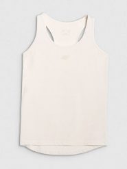 4F Top sportowy w kolorze kremowym rozmiar: XL. Brązowe topy damskie 4f, xl, bez wzorów, z materiału, bez kołnierzyka. Za 34.95 zł.