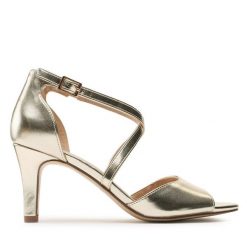 Sandały Clara Barson. Żółte sandały damskie Clara Barson, bez wzorów, bez obcasa, na szpilce. Za 129.99 zł.