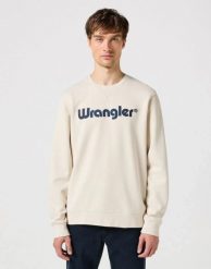 MESKA BLUZA WRANGLER LOGO CREW SWEAT VINTAGE WHITE 112350538. Białe bluzy bez kaptura męskie Wrangler, s. Za 149.99 zł.