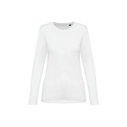 Suprima koszulka z długim rękawem z okrągłym dekoltem dla kobiet Kariban Premium. Białe t-shirty damskie KARIBAN, bez wzorów, z bawełny, bez kołnierzyka. Za 136.00 zł.