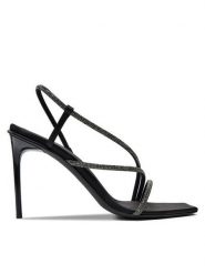 Max Mara Sandały Stark 2424526371600 Czarny. Czarne sandały damskie Max Mara, bez wzorów, z materiału, bez obcasa, na szpilce. Za 1,639.00 zł.