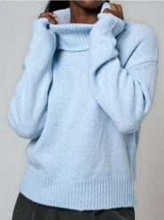 Klasyczny golf z domieszką wełny - niebieski. Niebieskie golfy damskie Sinsay, l, bez wzorów, z wełny, bez ramiączek. Za 59.99 zł.