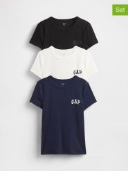 GAP Koszulki (3 szt.) w kolorze granatowym, białym i czarnym rozmiar: XXL. Białe t-shirty damskie GAP, xxl, bez wzorów, bez kołnierzyka. Za 105.38 zł.