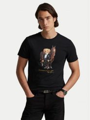 Polo Ralph Lauren T-Shirt 710P08093002 Czarny Custom Slim Fit. Czarne koszulki polo męskie Polo Ralph Lauren, l, bez wzorów, z bawełny, bez ramiączek. Za 639.99 zł.