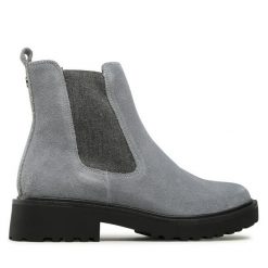 Botki Caprice. Niebieskie botki damskie Caprice, bez obcasa, na płaskiej podeszwie, bez zapięcia. Za 419.99 zł.