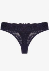 Granatowe Koronkowe Majtki Stringi z Bawełny Venalora. Niebieskie stringi damskie Born2be, l, bez wzorów, z bawełny. Za 9.99 zł.