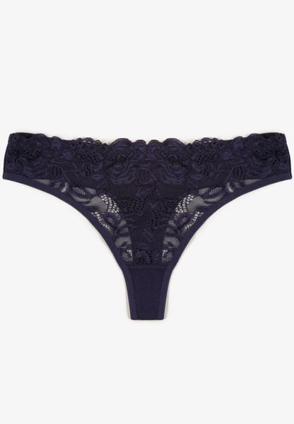 Granatowe Koronkowe Majtki Stringi z Bawełny Venalora. Niebieskie stringi damskie Born2be, l, bez wzorów, z bawełny. Za 9.99 zł.