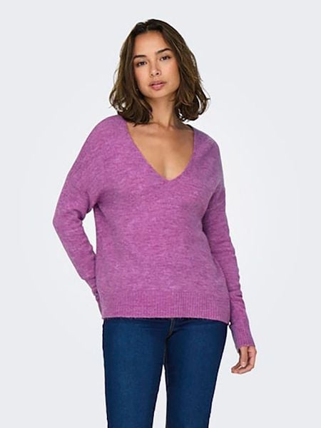 JDY Sweter w kolorze fioletowym rozmiar: S. Różowe swetry klasyczne damskie JDY, s, ze splotem, bez kołnierzyka. Za 61.02 zł.