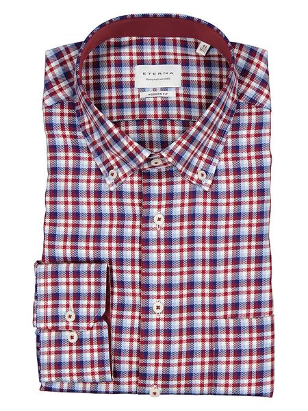 Eterna Koszula - Comfort fit - w kolorze czerwono-niebieskim rozmiar: 44. Czerwone koszule męskie Eterna, bez wzorów, z bawełny, bez kołnierzyka, bez ramiączek. Za 86.99 zł.