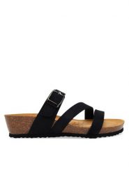Geox Klapki D New Sthellae D551AA 00032 C9999 Czarny. Czarne klapki damskie Geox, bez wzorów, z nubiku, bez obcasa. Za 249.99 zł.