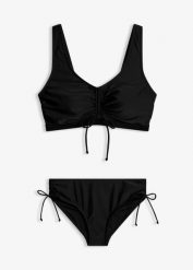 Bikini bustier (2 części) z troczkami. Niebieskie bikini damskie bonprix, bez wzorów. Za 112.99 zł.