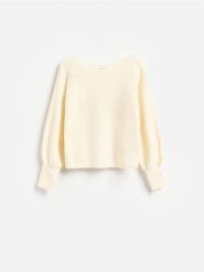 Sweter z dodatkiem wełny - złamana biel. Swetry klasyczne damskie Reserved, l, z dzianiny, bez kołnierzyka. Za 129.99 zł.