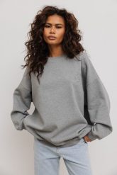Bluza damska o kroju oversize z HAFTEM w kolorze GREY MELANGE - CRAFT-UNI. Szare bluzy bez kaptura damskie Marsala, m, z bawełny. Za 349.90 zł.