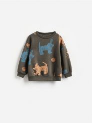 Bluza z nadrukiem - ciemnoszary. Szare bluzy i bluzki niemowlęce Reserved, bez wzorów, z bawełny, bez ramiączek, bez kaptura. Za 39.99 zł.
