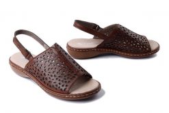 RIEKER 65985-25 brown , sandały damskie. Brązowe sandały damskie Rieker, bez wzorów, bez obcasa. Za 230.93 zł.