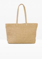 Torba typu shopper w optyce plecionki. Brązowe shopper bag damskie bonprix, bez wzorów, bez dodatków. Za 54.99 zł.