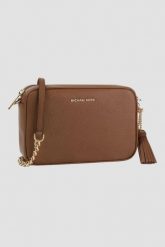 MICHAEL KORS Brązowa listonoszka ze skóry. Brązowe listonoszki damskie Michael Kors, bez wzorów, ze skóry, bez dodatków. Za 1,259.99 zł.