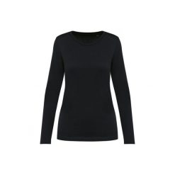 Suprima koszulka z długim rękawem z okrągłym dekoltem dla kobiet Kariban Premium. Czarne t-shirty damskie KARIBAN, bez wzorów, z bawełny, bez kołnierzyka. Za 147.50 zł.