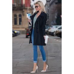 Płaszcz SONINA BLACK. Czarne płaszcze damskie Płaszcz SONINA BLACK, l, bez wzorów. W wyprzedaży za 129.00 zł.