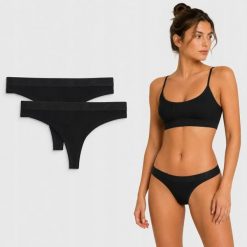 STRINGI DAMSKIE 4F 2PAK BIELIZNY DAMSKIEJ BAWEŁNIANEJ S F040 SS26. Czarne stringi damskie 4f, s, bez wzorów, z bawełny. Za 59.99 zł.