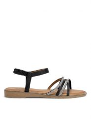 Clara Barson Sandały WYL04008-1A Czarny. Czarne sandały damskie Clara Barson, bez wzorów, ze skóry, bez obcasa, na płaskiej podeszwie. Za 79.99 zł.