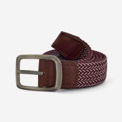 Pasek do spodni do golfa pleciony. Brązowe paski męskie INESIS, bez wzorów, z elastanu, eleganckie. Za 39.99 zł.