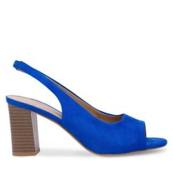 Sandały Clara Barson. Niebieskie sandały damskie Clara Barson, bez wzorów, bez obcasa, na słupku. Za 129.99 zł.