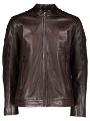 Bugatti Skórzana kurtka w kolorze ciemnobrązowym rozmiar: 48. Brązowe kurtki męskie Bugatti, bez wzorów, ze skóry, bez kaptura. Za 891.99 zł.