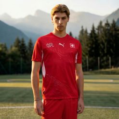 Koszulka piłkarska replika Puma Szwajcaria Mistrzostwa Świata 2026. Bluzki damskie Puma, m, z materiału, bez ramiączek, do piłki nożnej. Za 439.99 zł.