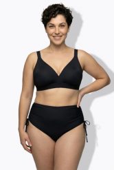 Damska Góra od bikini bez miękkich miseczek na podszewce z recyklingu. Czarne bikini damskie Ulla Popken, bez wzorów, plus size. Za 111.99 zł.