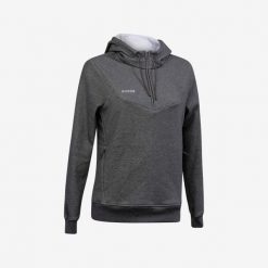 Bluza do hokeja na trawie FH500 damska. Szare bluzy z kapturem damskie KOROK, l, z bawełny. Za 179.99 zł.