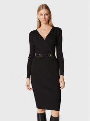 Morgan Sukienka koktajlowa 222-RMBIZ Czarny Slim Fit. Czarne sukienki damskie Morgan, l, bez wzorów, z wiskozy, wizytowe, bez kołnierzyka, bez ramiączek. Za 379.99 zł.