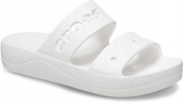 Klapki Dla Dorosłych Crocs Baya Platform. Białe klapki damskie Crocs, bez wzorów, z materiału, bez obcasa. Za 139.99 zł.