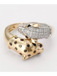 DIAMOND & CO Złoty pierścionek "Rivale de panthères" z diamentami i szafirami rozmiar: 50. Żółte pierścionki damskie Diamond & Co, z diamentem, złote. Za 3,082.19 zł.