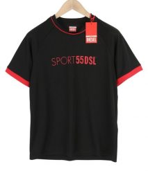 Koszulka Diesel Amtee-crossoon-wt15men czarna, rozmiar M, poliester. Czarne bluzki sportowe damskie Diesel, m, z poliesteru, bez kołnierzyka, bez ramiączek. Za 277.99 zł.