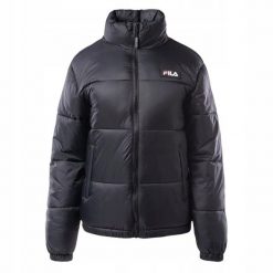 KURTKA DAMSKA ZIMOWA FILA PUCHOWA SANDIA PUFF FS-0490-80010-XS. Czarne kurtki damskie Fila, na zimę, uniwersalny, bez wzorów, z dresówki, bez kaptura. Za 209.50 zł.