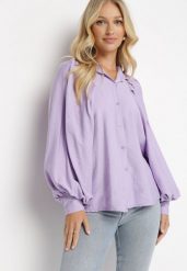 Fioletowa Koszula z Guzikami i Szerokimi Rękawami z Mankietami Adadite. Fioletowe koszule damskie Born2be, bez wzorów, z wiskozy, bez kołnierzyka, bez ramiączek. Za 99.99 zł.