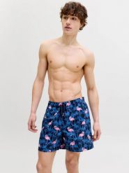 Kąpielówki Męskie - Vibes Novelty AOP - Navy Blazer. Niebieskie kąpielówki męskie Jack&Jones, m, bez wzorów, z materiału, na fitness i siłownię. Za 156.20 zł.