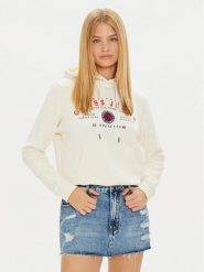 Guess Jeans Bluza W4BQ20 KC811 Beżowy Regular Fit. Brązowe bluzy bez kaptura damskie Guess Jeans, xl, z bawełny. Za 299.99 zł.