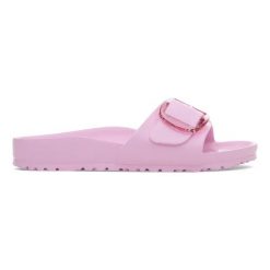 Klapki damskie BIRKENSTOCK Madrid Big Buckle EVA Fondant Pink. Czerwone klapki damskie Birkenstock, bez wzorów, z tworzywa sztucznego, bez obcasa. Za 224.99 zł.