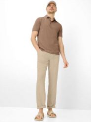 BRAX Lniane spodnie - Evans Mężczyźni len beżowy, 48. Brązowe spodnie materiałowe męskie Brax, bez wzorów, ze lnu, eleganckie. Za 379.95 zł.