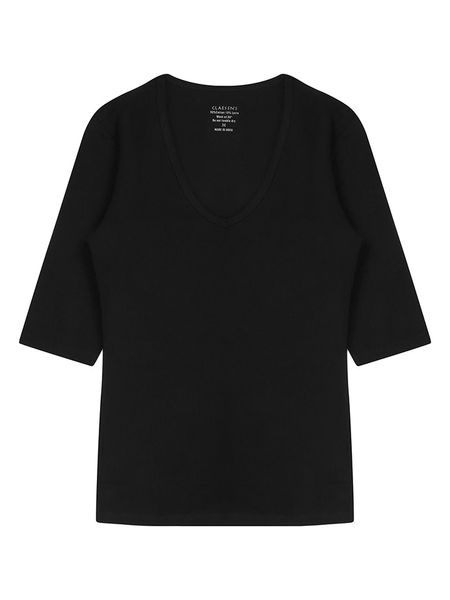 Claesens Koszulka w kolorze czarnym rozmiar: S. Czarne bluzki damskie Claesens, s, bez wzorów, z bawełny, bez kołnierzyka, bez ramiączek. Za 47.94 zł.