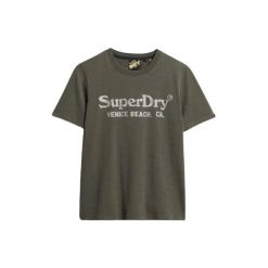 Metalikowa koszulka casual dla kobiet Superdry Venue. Brązowe t-shirty damskie Superdry., s, bez wzorów, bez kołnierzyka. Za 147.05 zł.